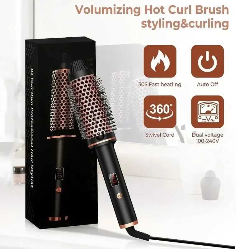 3-in-1 Negative Ion Curler 1.5 inch Multi functional Hair Comb Electric Ceramic Brush Heating Anti Shrinking Curling Styling Tool W241231