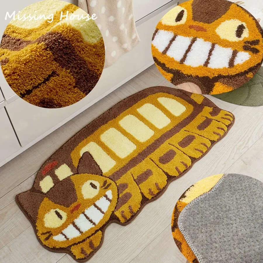 My Anime Neighbor Totoros Carpet Shaggy Smile Cat Bus Plush Non Slip Mat Doormat Rug Handmade Rugs Or S