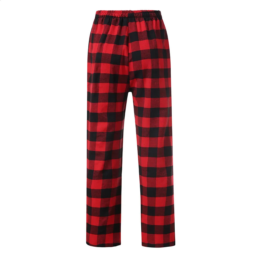 Men Home Wear Straght Casual Business Pants Cotton Super Soft Jogger Sweatpants Flannel Plaid Pajama Pencil Red 241230Z