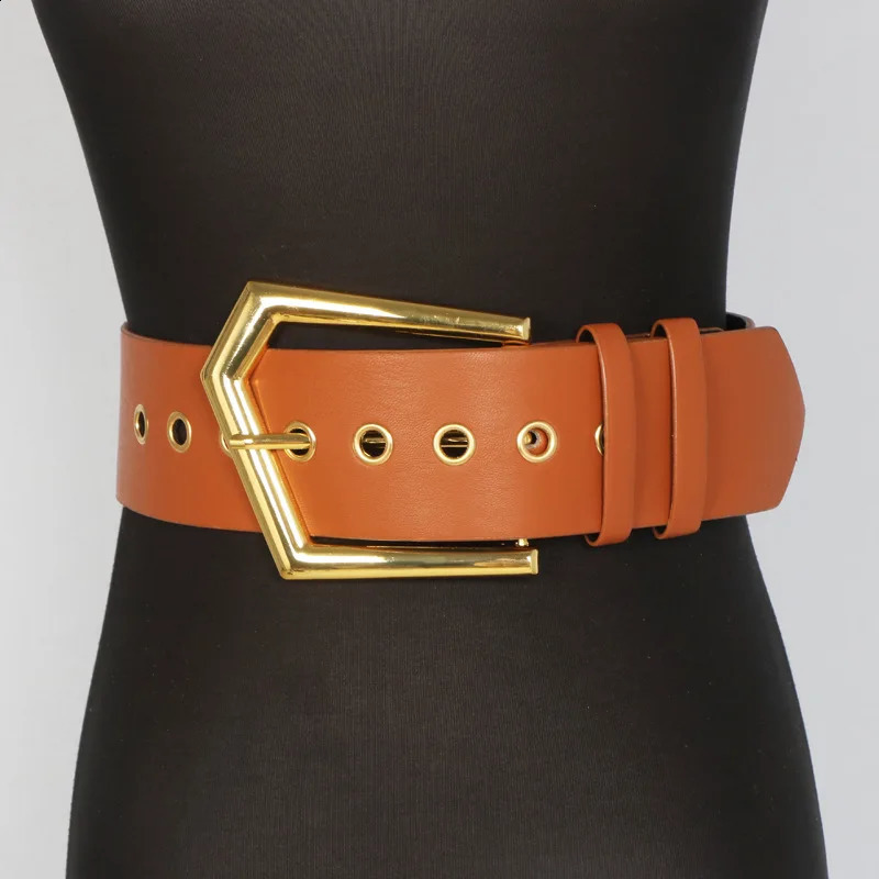 female irregular metal buckle PU leather lychee pattern decoration with woolen wool overcoat waistband seal belt 241226