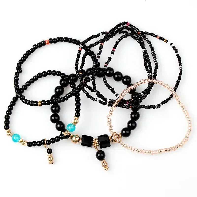 Bohemian handmade bead bracelet set suitable for womens summer colorful bead chain bracelets girls Bohemian fashion jewelry accessories W241231