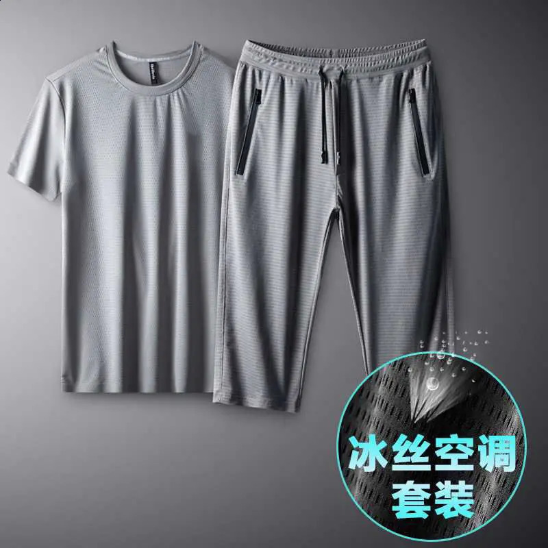 Mens Sports Suit Fashion Shorts TShirt 10XL Summer Breathable Mesh Casual Jogger Clothing 241223