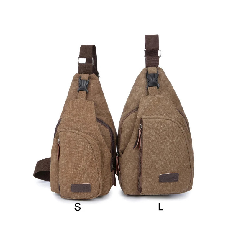 YoReAi Men Sac Canvas Leather Satchel Shoulder Sling Chest Pack Bags Cross Body Messenger Shoulder Backpack Solid Men Canvas Bag 241230