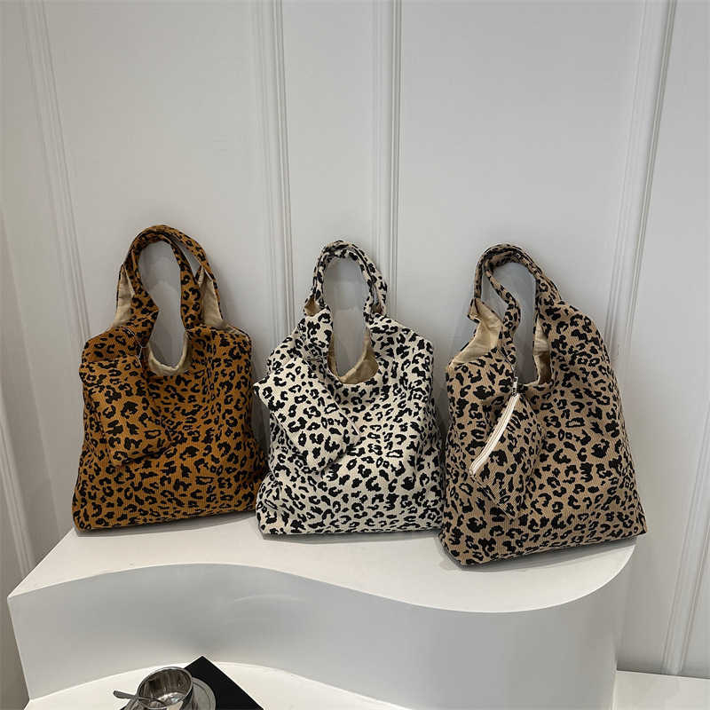 Personalized leopard print casual large capacity 2024 new autumn and winter fashion leopard print two-piece tote shoulder bag