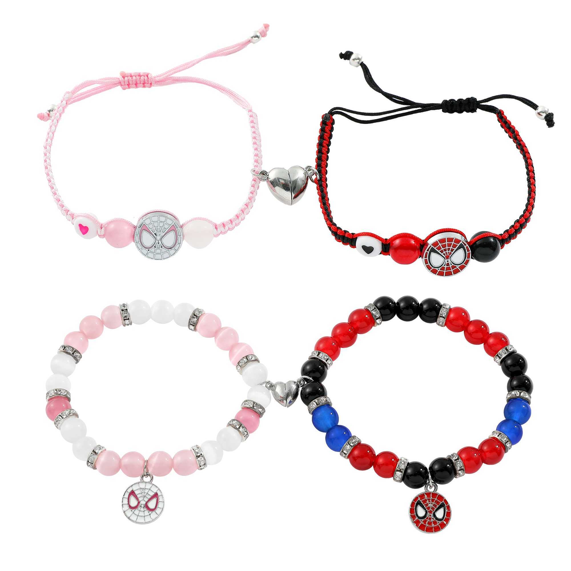 Spider Man Friendship Bracelet Best Friend Bff Halloween Christmas Match Rope Bead Chain Couple Bracelet New 2025 W241231