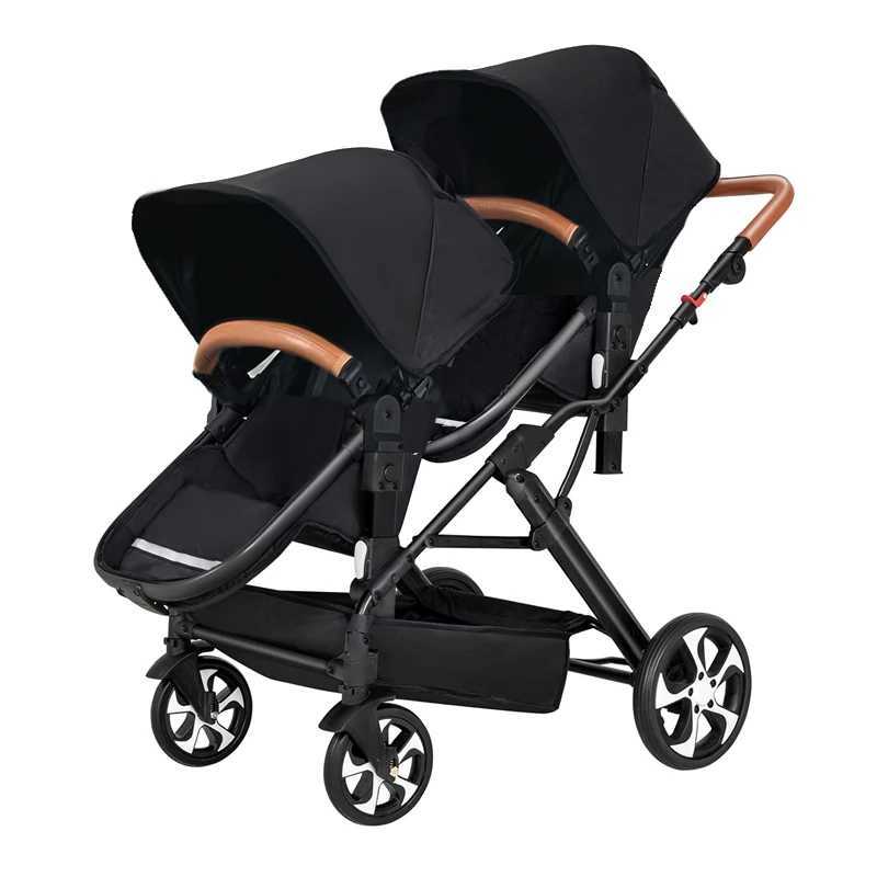 Portable Twin Baby Stroller Collapsible Double Stroller Traveling Twin Stroller Two-way High View Double Baby CarriageXJ241231