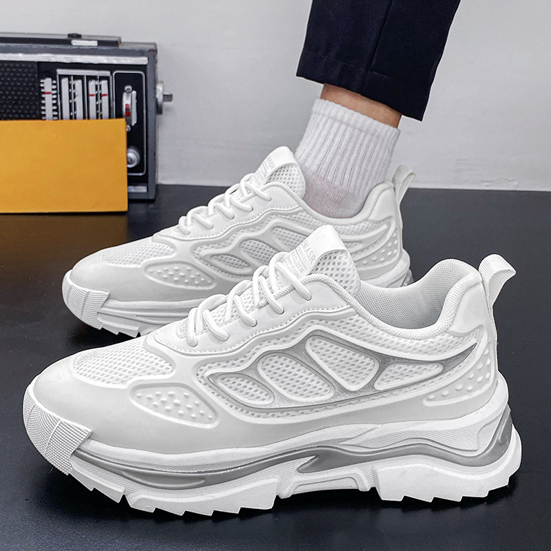 Men Sports Thick Sole New Fashion Chunky Shoes Running Outdoor Breathable Sneakers Triple Black White Orange fashion