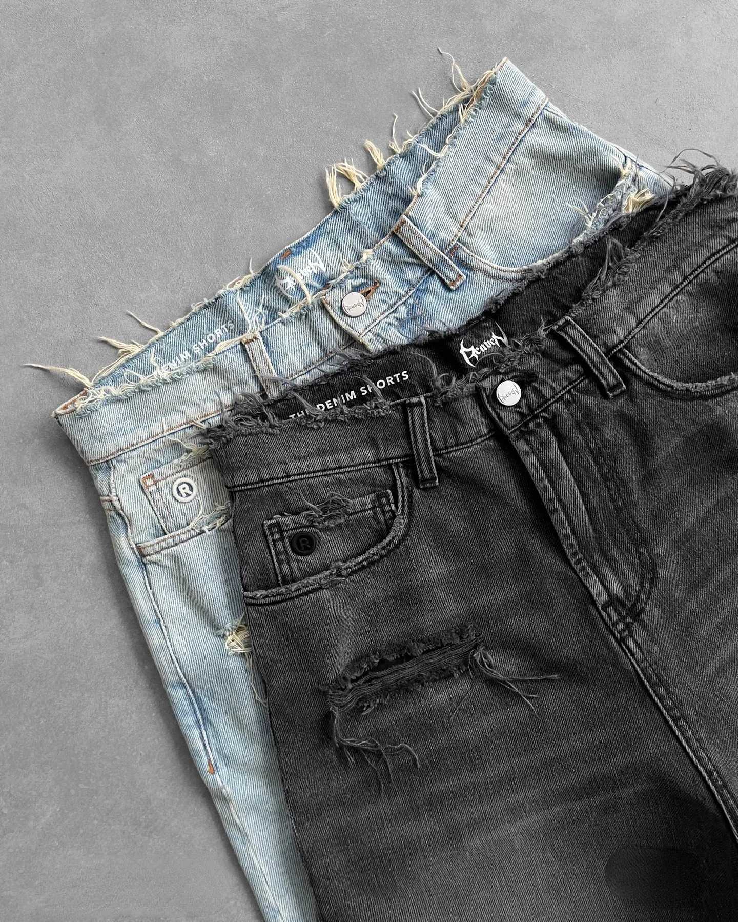 Y2k Black Punk Wash Baggy Work Shorts Men Women Summer Hip Hop Ripped Hole Denim Shorts Raw Edge Casual Jorts Streetwear W250117