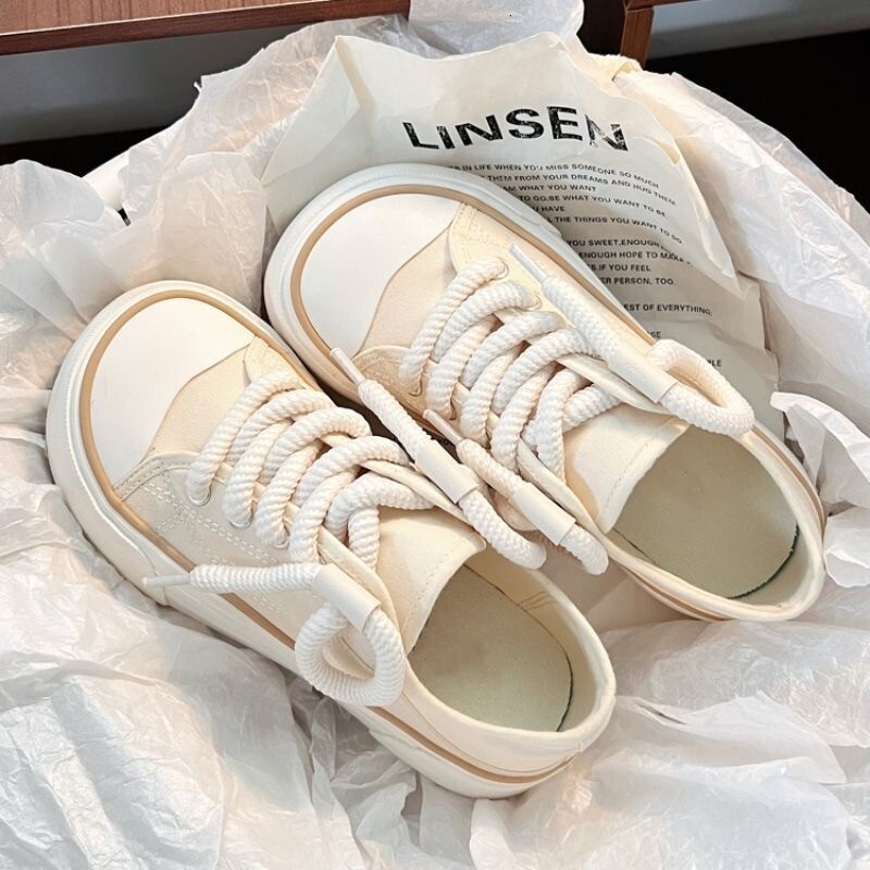 For Ddmywed Canvas Women S Outdoor Wear Spring And Autumn Edition Round Toe Thick Sole Breathable Niche Sponge Cake Student Board Shoes Chinese Brand 