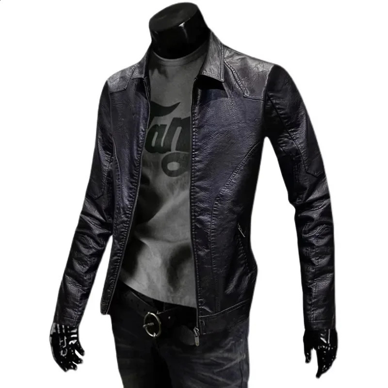 Mens Genuine Leather Jacket Casual Style Vintage Slim Fit Smooths Your Silhouette Cool Blazer For Autumn Winter 241230