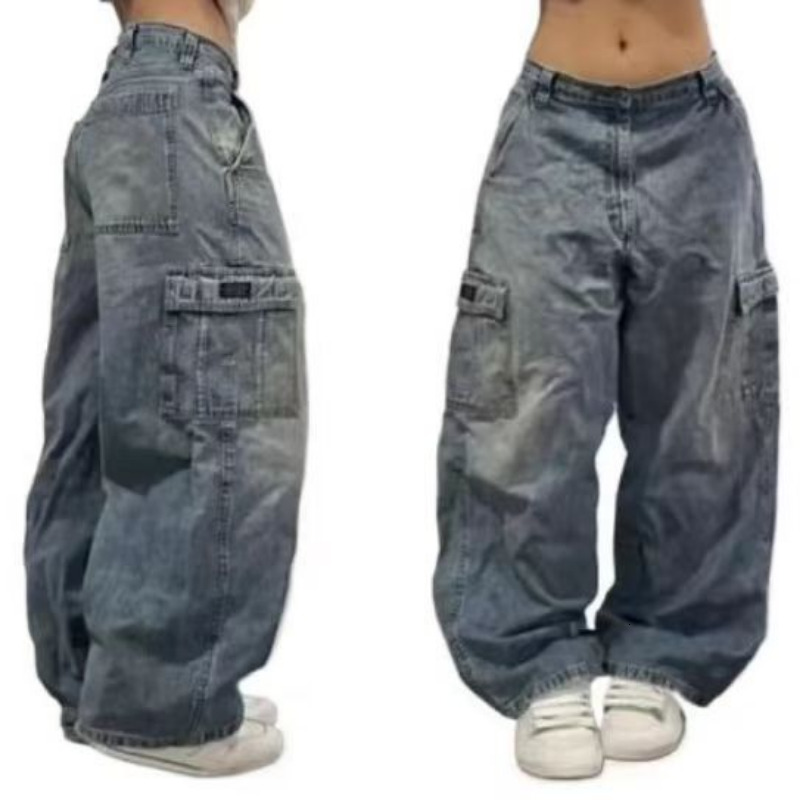 2024 American New Fashion Star Pattern Printed Jeans Ladies Y2K Street Vintage Hip Hop Popular Casual Joker High Waist Pants