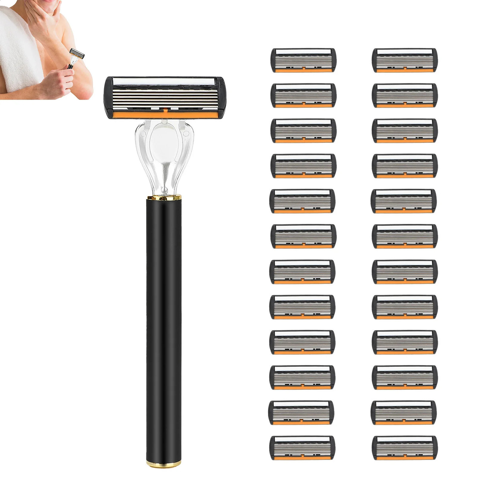 Mens Manual Shave Razors Long Handle Double Layer Safety Razor for Bathing el Travel Home 241230