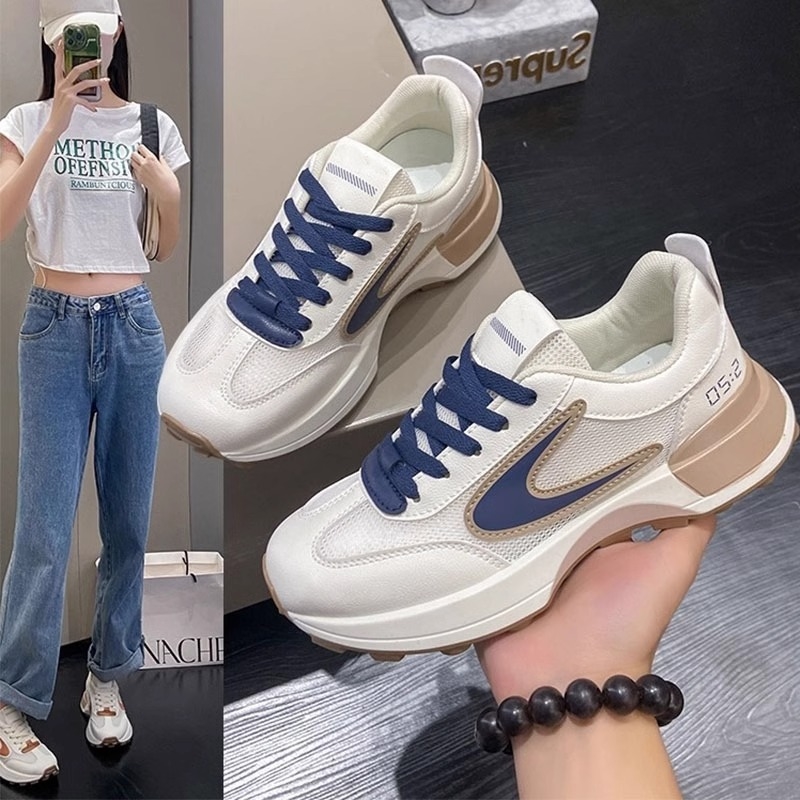 Leisure network red breathable sports shoes female 2025 spring and autumn fashion explosive new network surface daddy shoes outdoor soft sole running 