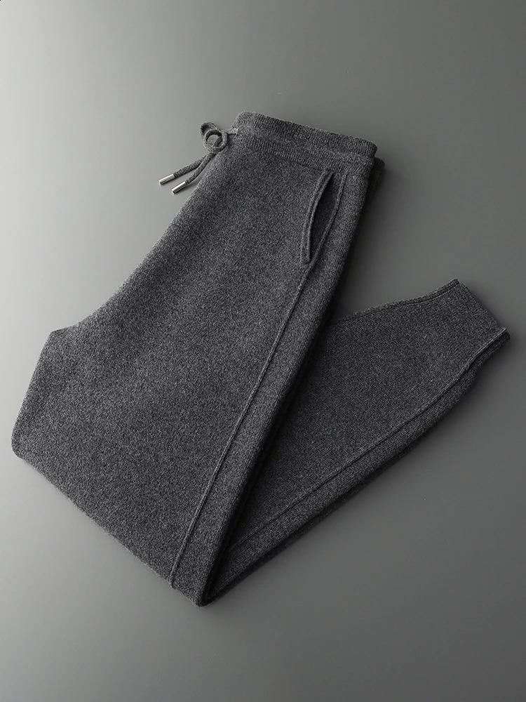 Mens Cashmere Pants Thick Warm 100 Merino Wool Pencil Autumn Winter Smart Casual Trousers Soft Quality Slack 241230