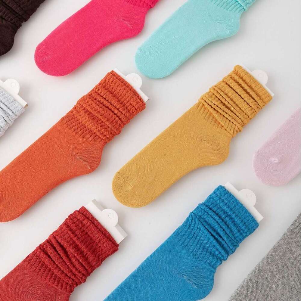 Socks For Women In Spring And Autumn, Mid Ins, Trendy Internet Celebrities, Colorful Flat Stacking Candy Colored Long Tube Socks, Autumn