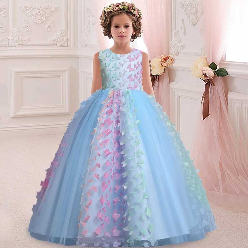 Girl Sleepless Flower Girl Wedding Dress Pearl Embroidery Long Dress Girl Dance Performance Model Walking Art Dress W241231