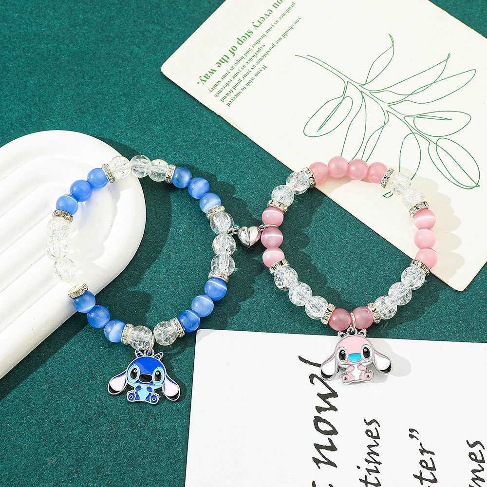 -Stitching Angel Crystal Bead Bracelet Couple Friendship Matching Inspiration Bracelet Friend Jewelry Gift Fashion 2PCS W241231