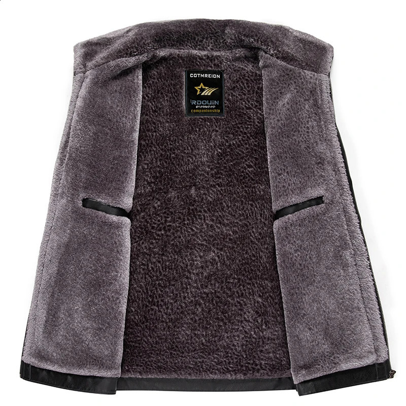 YN-2365 Autumn/Winter Mens Natural Leather Jacket Thickened Fur Integrated Business Casual Top Black Coffee Middle Aged Youth 241230