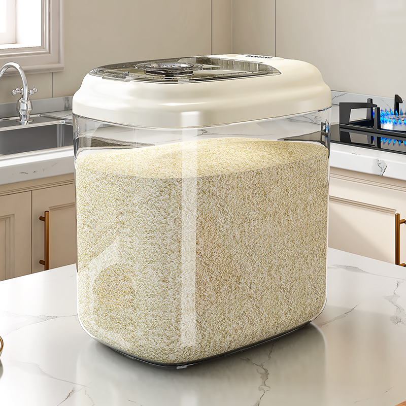 Moisture-Resistant 10 Kg Rice Jar - Easy Flip Seal, See-Through Storage Solution for Dry Foods