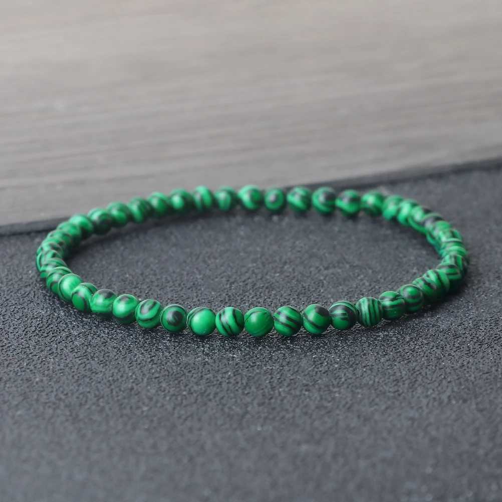 Minimst 4MM Peacock Stone Bead Bracelet Colorful Womens Couple Bracelet and Bracelet Chain Friendship Pulsera Jewelry Gift New W241231