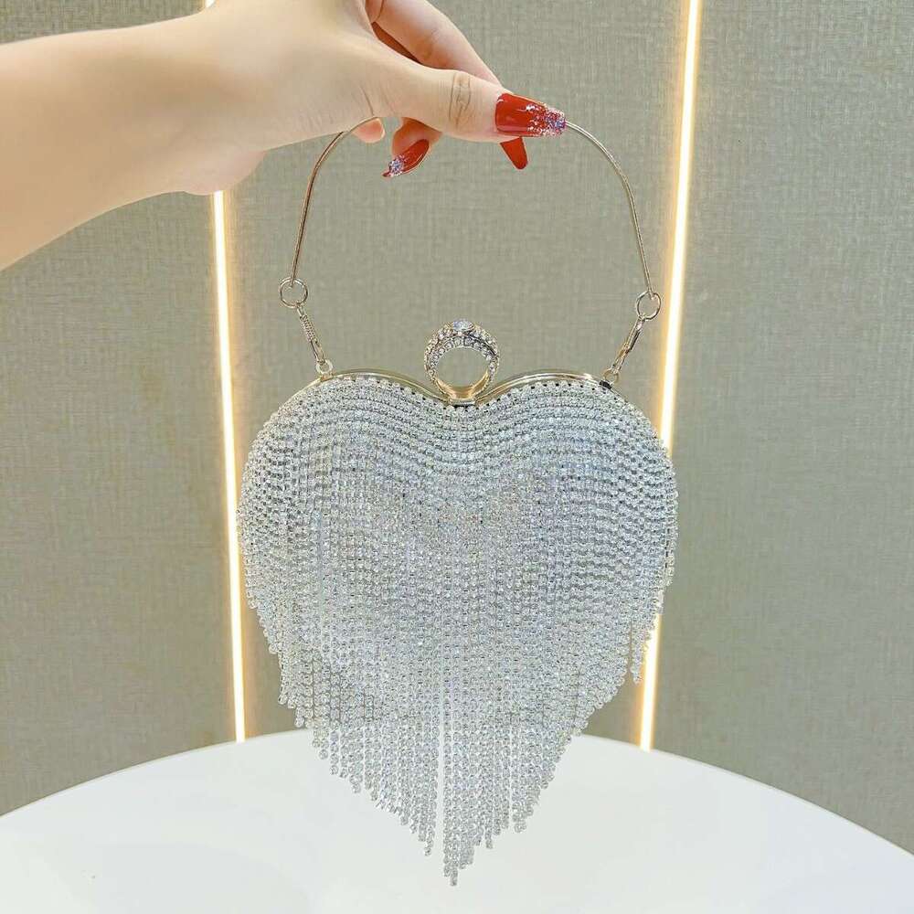 New European And American Love Fashionable Dia Studded Dinner Bag, Socialite Banquet Crossbody Handbag, Evening Dress Bag