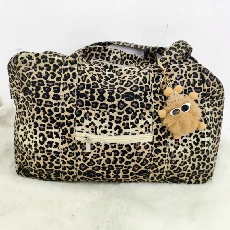 Leopard Print Canvas Tote Bag Womens Fashion Shoulder Handbag Large Capacity Travel Tote Bag Big Bags for Women 241231