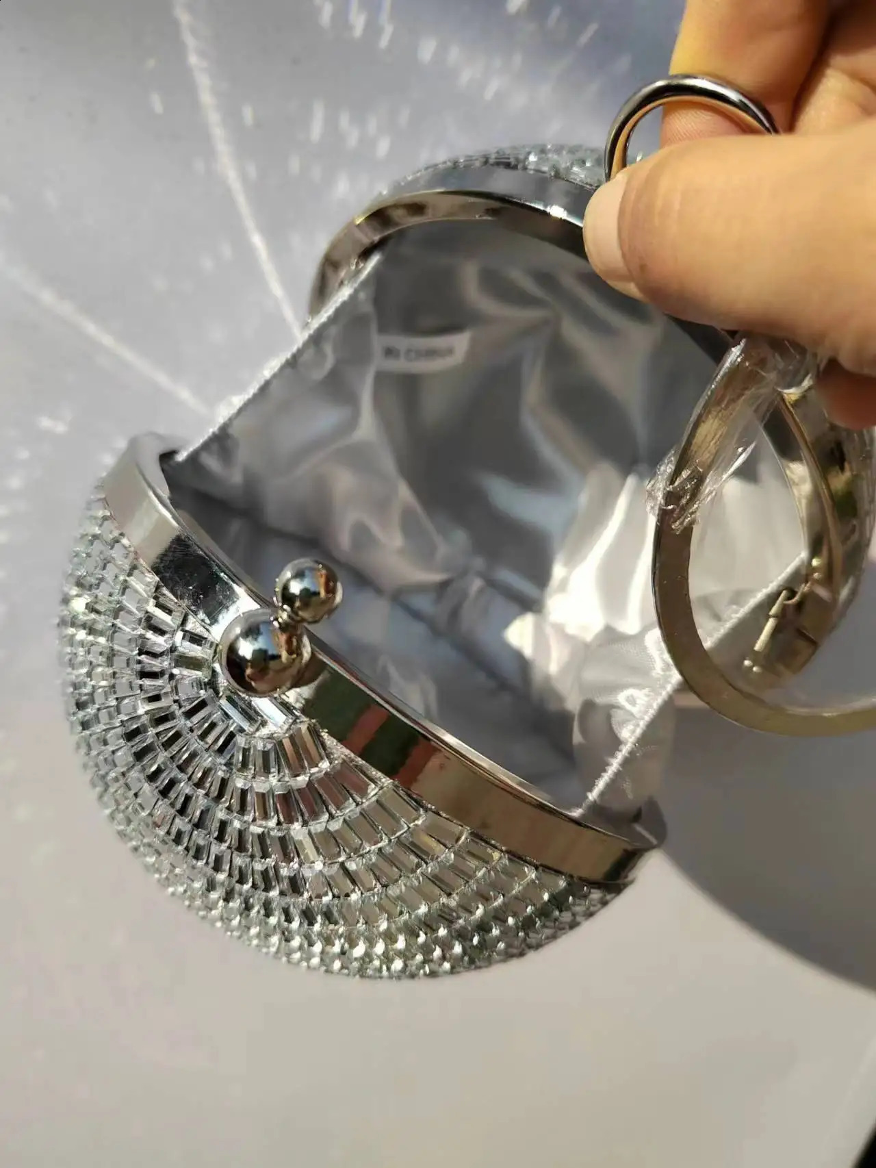 High End Purse Silver Disco Mirror Reflective Ball Small Party Purse Evening Bag Hand Bag For Women Party 241231