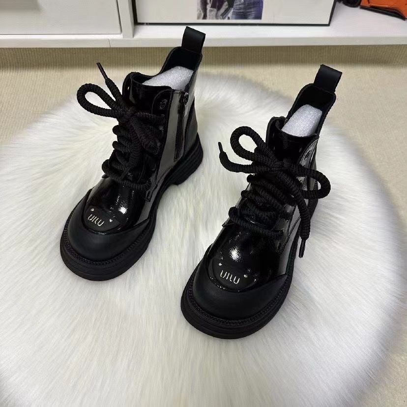 designer boot for women Winter sheos Round Toe Lace-up Short Platform Knight Boots Womens Shoes