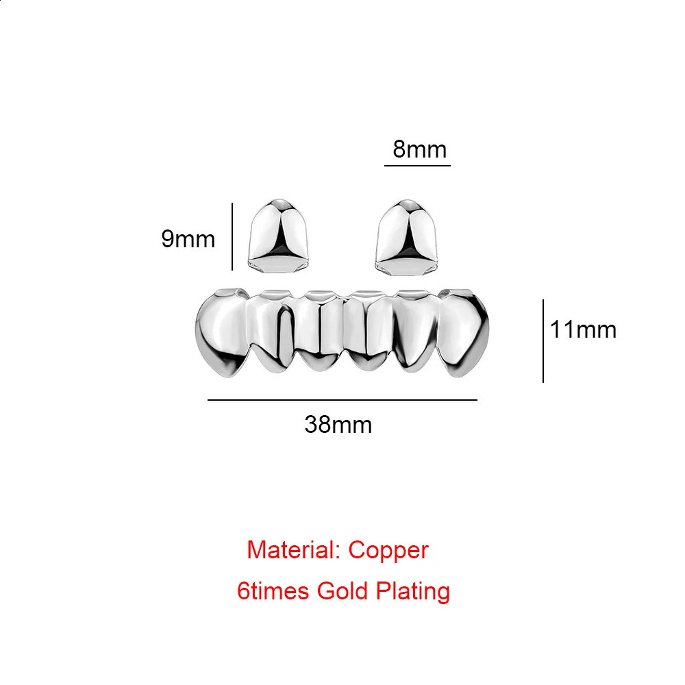 RACHELZ Gold Silver Color DIY 26 Top Bottom Glossy Teeth Hip Tooth Caps For Women Men Jewelry Halloween Gift 241225