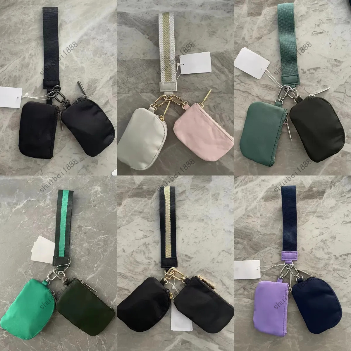 Yoga wristlet Dual Pouch Wristlet Pink Keychain Wristlet Wallet For Women Around Coin Purse Portable Small Keychain Wallet handbag card waist gym bag pink pocket