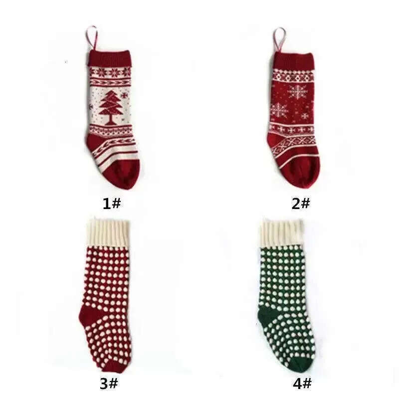 Christmas Stocking High Personalized Quality Gift Bags Knit Decorations Xmas Socking Large Decorative Soc 1102