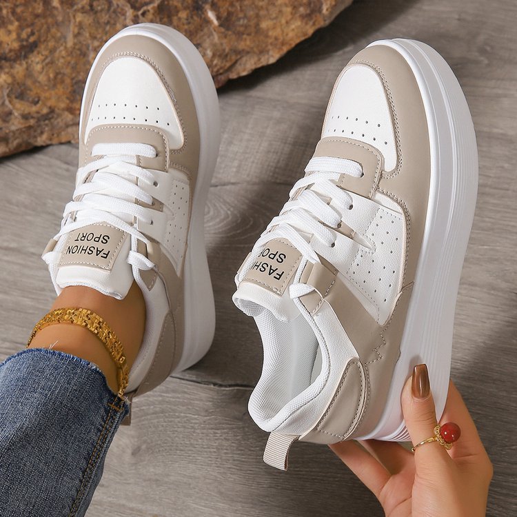 Fashion Casual Shoes Women PU Leather Trendy Flat Heel Non-Slip Tennis Sports Shoes Outdoor Platform Sneaker
