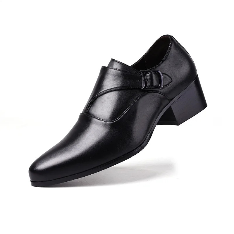Leather Men Dress Shoes High Heel British Mens Elevator Business Shoes Wedding Party Male Oxford Footwear Increasing 6/8cm 241231