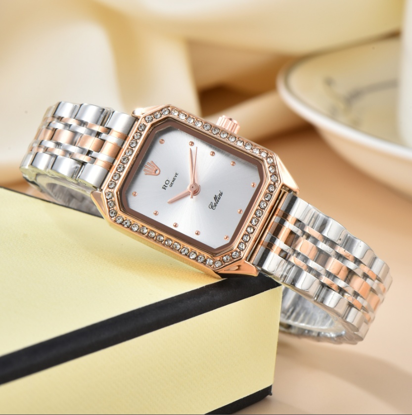 2025ROIEEX Fashion brand GENEVE Wrist-watch lady Dress Watch classic Square Quartz Watches high quality Movement Stainless steel Bracelet Wristwatches Montres