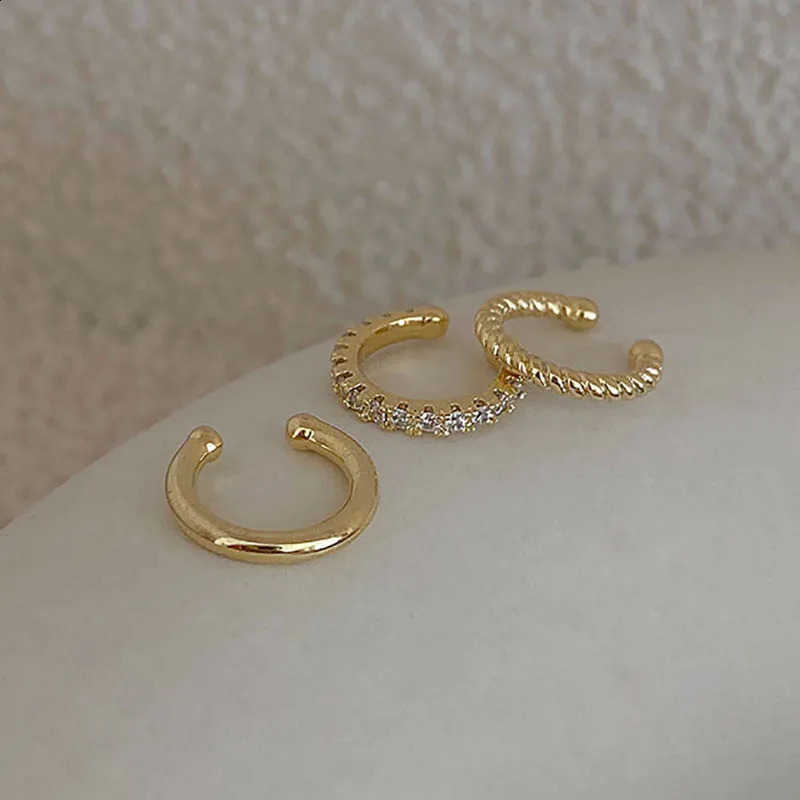 3PcsSet Clips Earring for Women Unisex Minimalist Fashion Cartilage Hoop Earrings Sets Ear Cuff piercing Clip on 241225