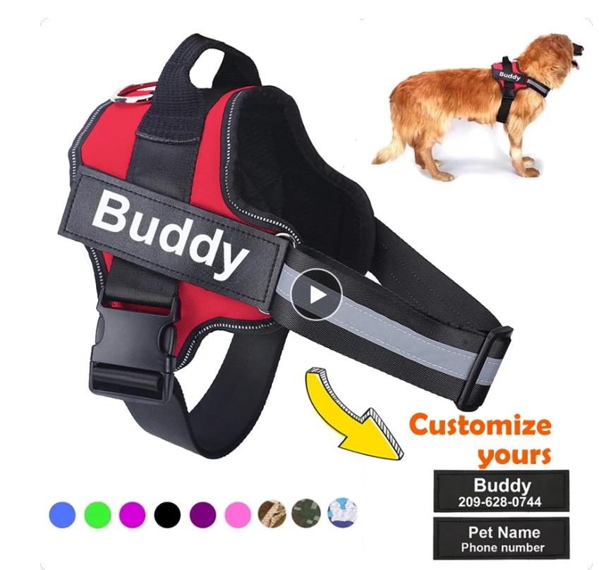 Personalized Dog Harness NO PULL Reflective Breathable Pet Harness Vest For Small Large Dog outdoor Walk Training Accessories