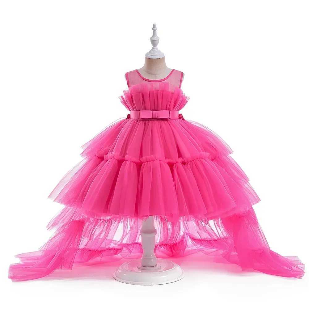 Girl White Tail Summer Dress Fluffy Children Tutu Christmas Princess Birthday Vestido Preschool Baptist Baby Clothing W241231
