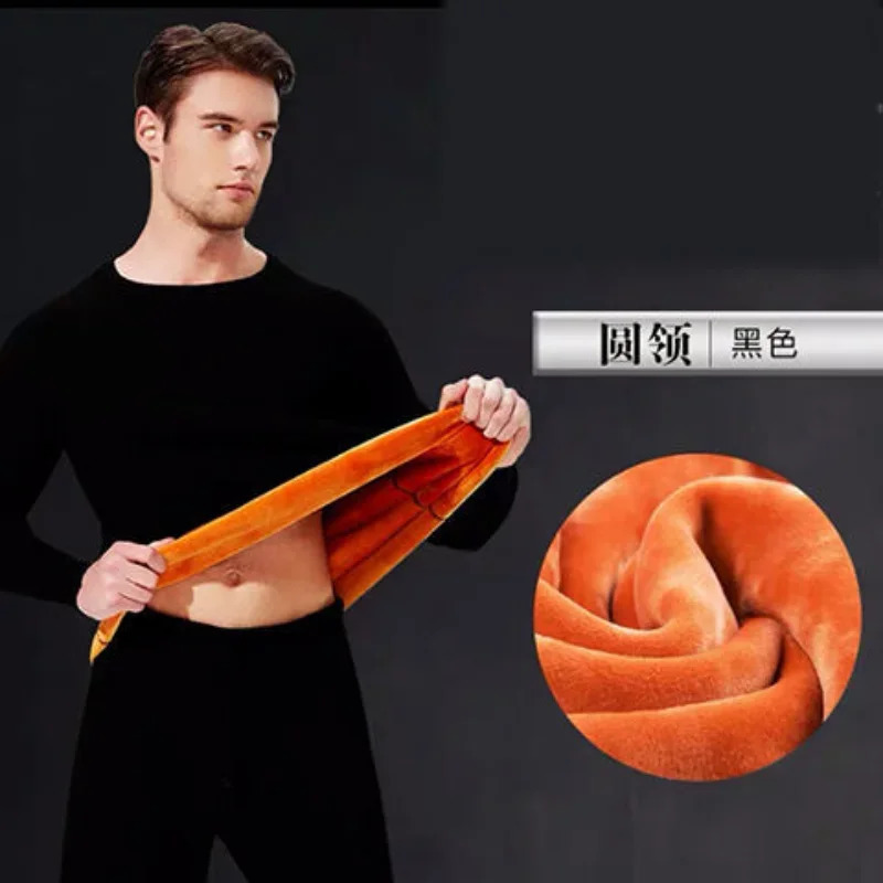 Men Woman Fleece Thicken Thermal Underwear Suit Winter O Neck Super Soft Long Sleeve Tops Leggings Long Johns Homewear Set 241228bjbj
