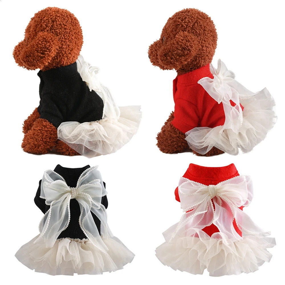 Dog Sweater Tulle Dress Warm Knit Sweater Vest Jumper For Small Medium Sized Dog Puppy Turtleneck Girl Cold Weather Pet Clothes 241231