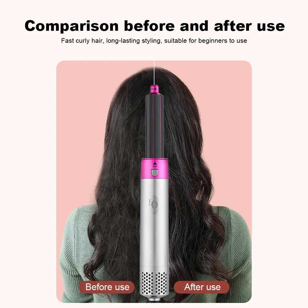 5-in-1 hair dryer brush 3-temperature setting electric hair dryer hot comb hair curler detachable styling tool W241231