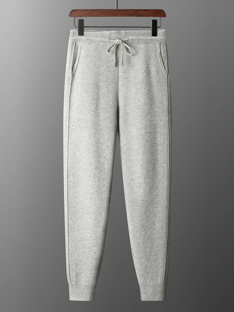 Mens Cashmere Pants Thick Warm 100 Merino Wool Pencil Autumn Winter Smart Casual Trousers Soft Quality Slack 241230