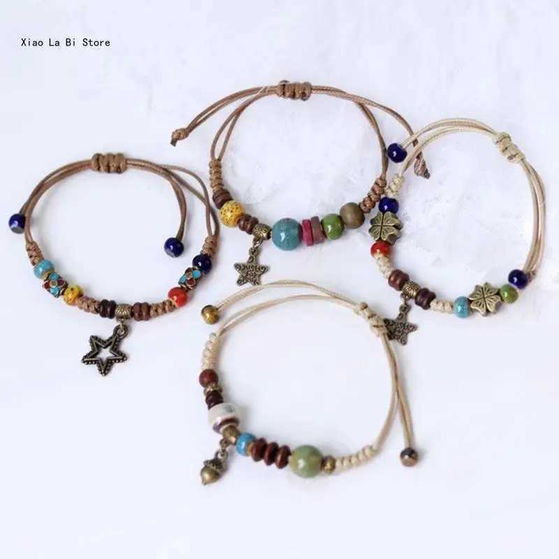 Hot selling fashion bracelets ethnic ceramic bead bracelets woven necklaces exquisite and eye grabbing wrist decorations W241231