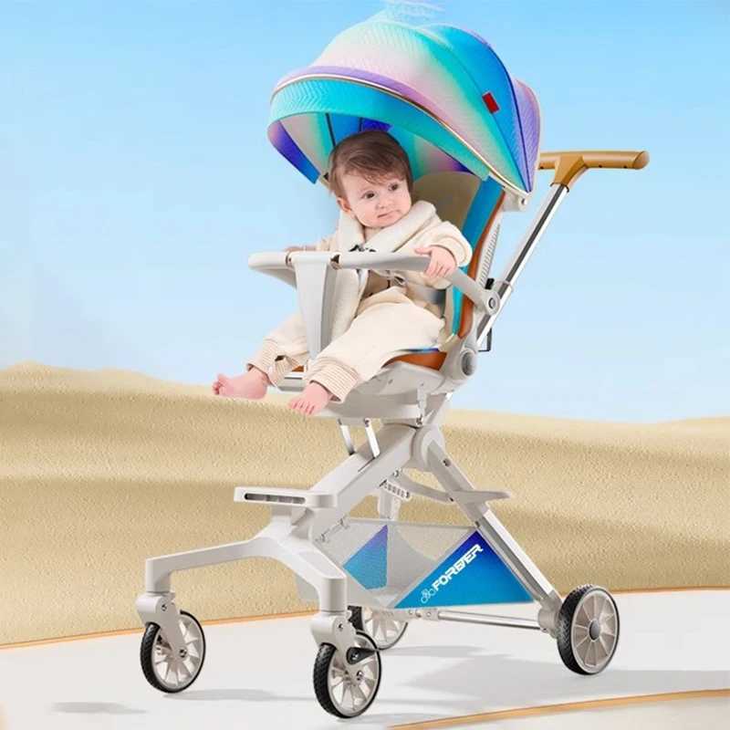 Baby Stroller has a High View can sit and lie down Lightweight One-button Folding Two-way push Music Light and TrolleyXJ241231