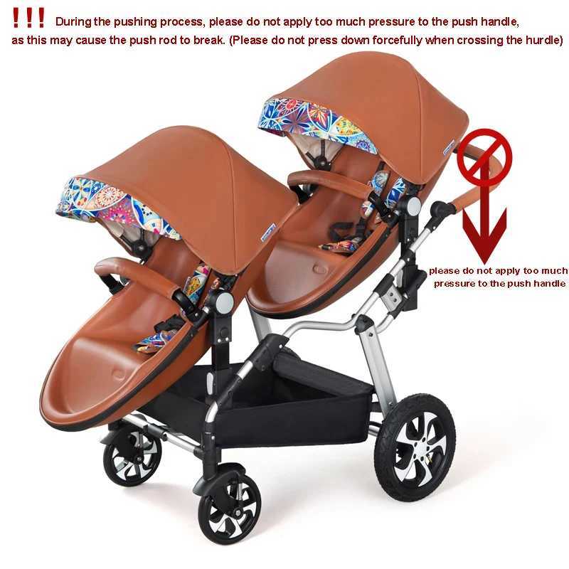 2024 New Luxury Pu leather baby strollerswhite twin strollerbaby carriagedouble strollertwins strollerEggshell baby carXJ241231