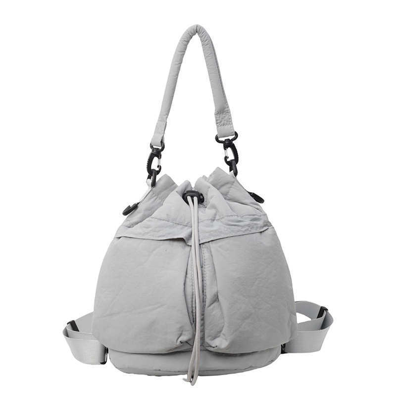 Waterproof and lightweight cross shoulder crossbody bag, fashionable casual, large capacity drawstring bucket bag casual women's bag 241215