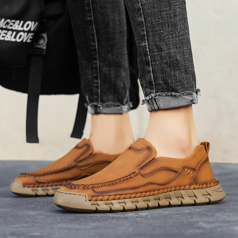 Handmade Classic Men's Sneakers Male Loafers Men Casual Shoes Rome Flat Leather Comfty Driving Walking Soft Footwear Boat