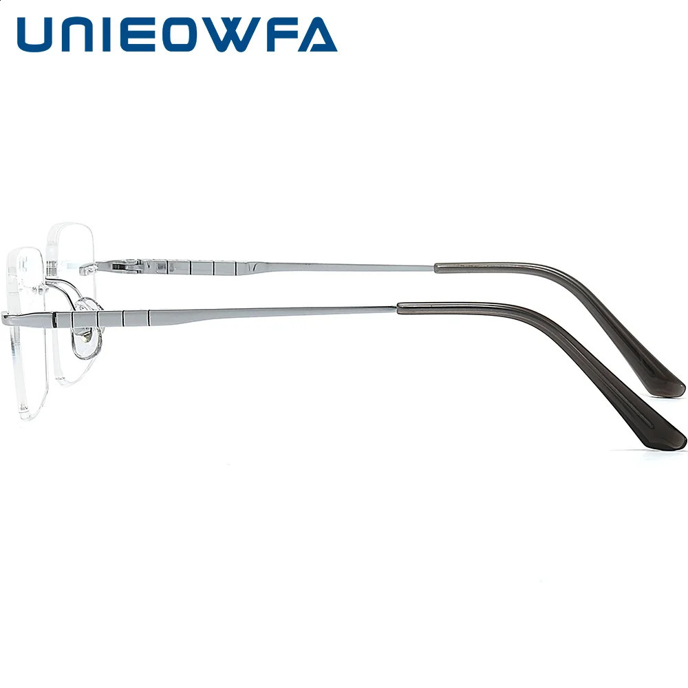 UNIEOWFA Pure Rimless Glasses Frame Men Optical Prescription Eyeglasses Frame Male Myopia Rectangle Eyewear 241230