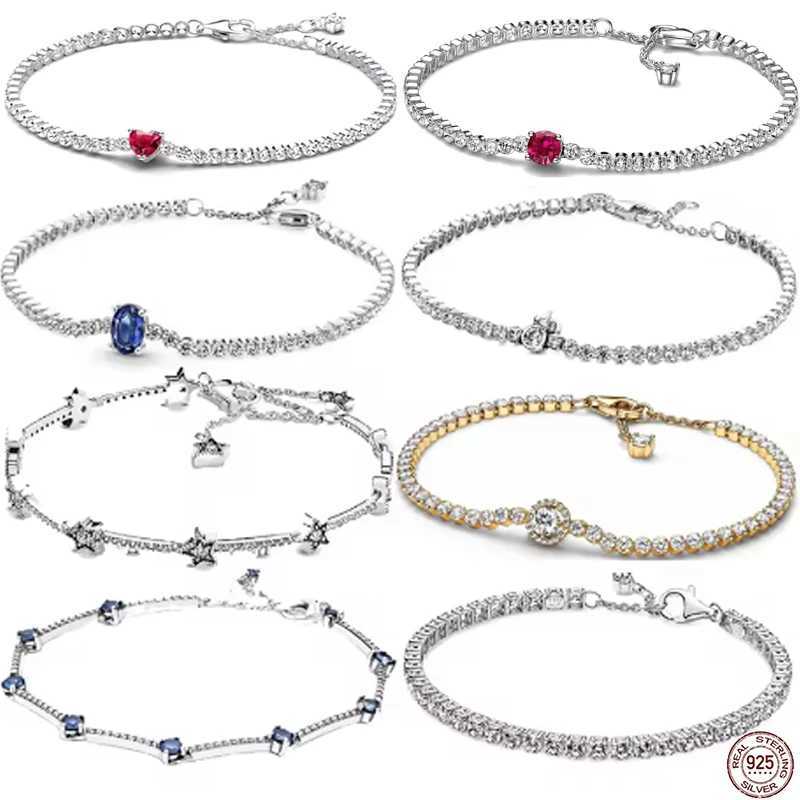 Brand new 925 sterling silver zirconia Exquisite tennis star bracelet suitable for women to DIY original charm beads Exquisite jewelry W241231