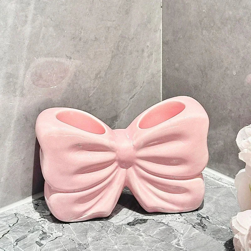 1pc Ceramic Bow Toothbrush Holder Ornament Ceramic Toothbrush Toothpaste Storage Rack Bathroom Accessories Brush Holder 241230