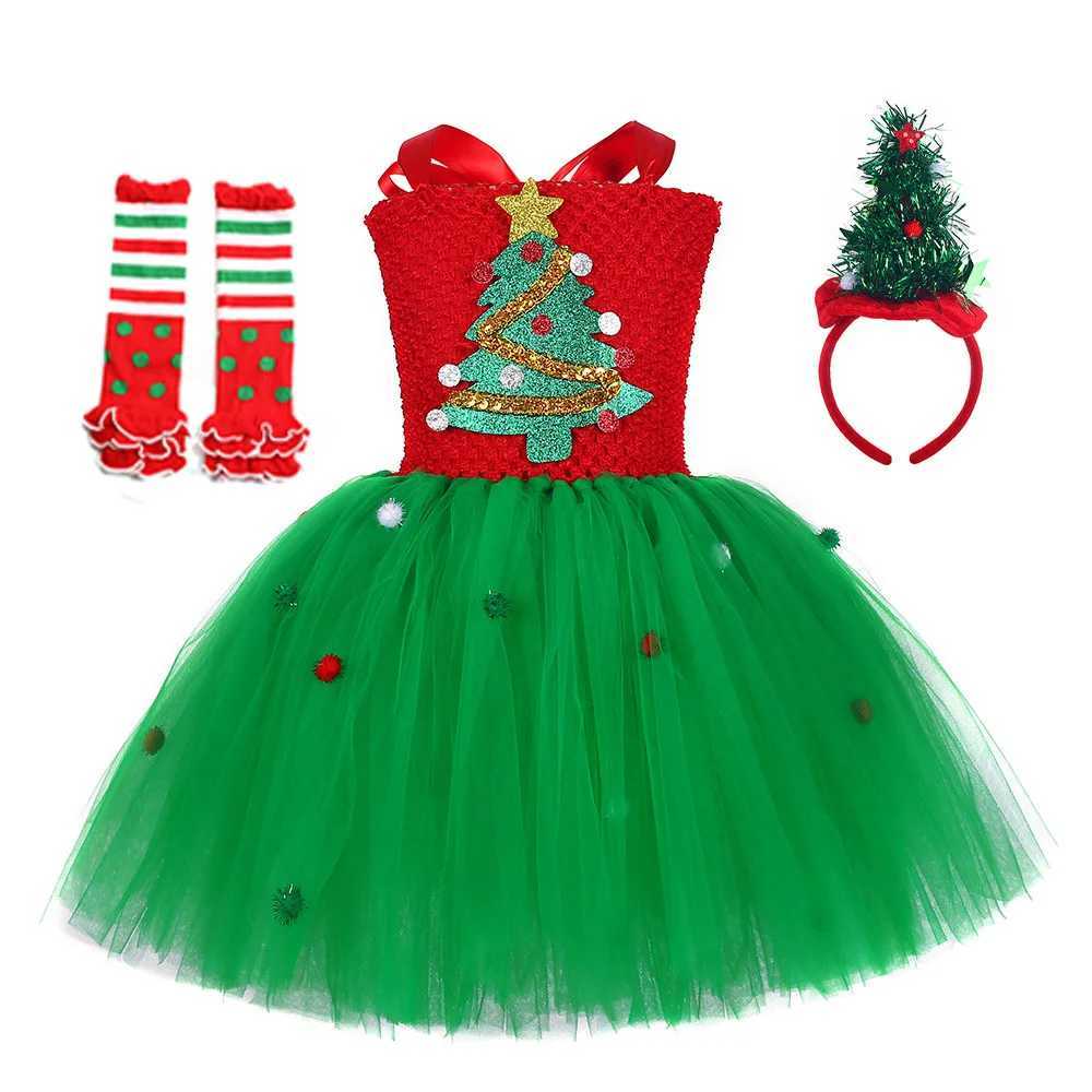Sparkly Christmas Elf Tutu Girls Dress Santa Claus Childrens Clothing Halloween Clothing Childrens Christmas Clothing W241231